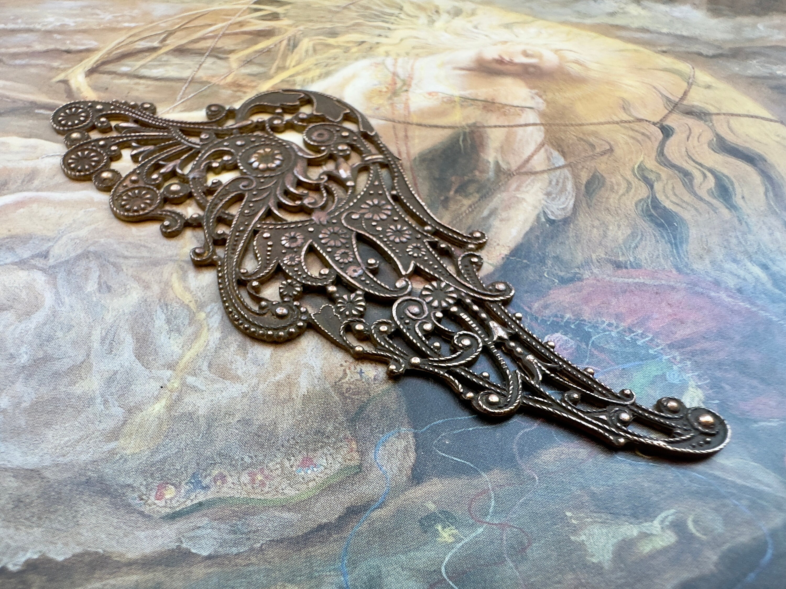 Vintage Superb RARE Art Deco Very Detailed WING Old Brass Filigree ...