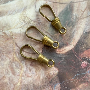 3 Beautiful OLD Vintage Brass Watch Fob Clasps, Findings, Decor - REF 135