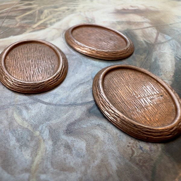 3 Vintage Rare Very Old Solid Brass Bezel Settings Findings Stampings - REF 4094