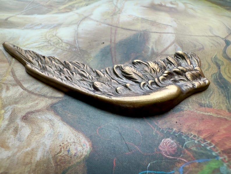 Vintage Brass Art Deco Bird Angel Wing Solid Brass Repousse Pendant ...