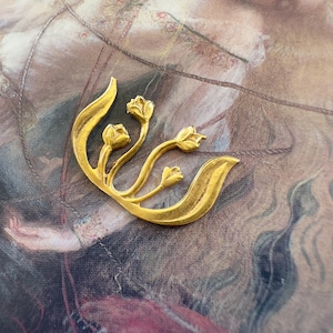 Vintage Gold Gilt Miriam Haskell Solid Brass Ornate Bouquet Sprig 7/8” Pendant Findings Stampings Decor - REF 4515