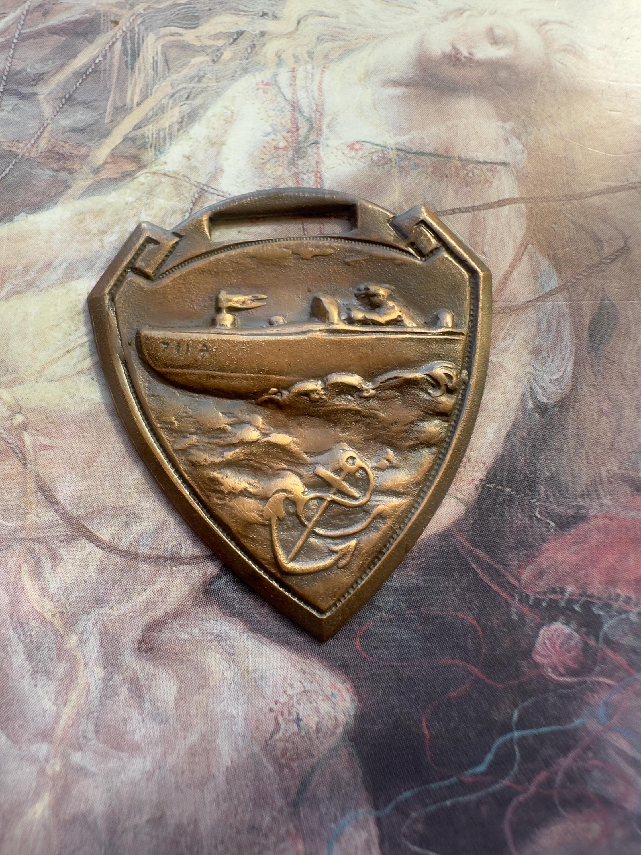 Vintage Rare Watch Fob Stamping WWII Era Brass PT Boat, Anchor