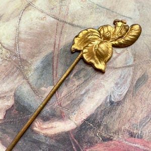 Vintage Rare Solid BRASS Art Deco Connector, Ornate Leafy Pendant Finding Stamping 2&quot; - REF 5407
