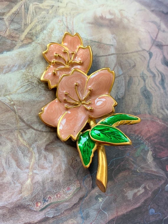 enamel flower brooch hibiscus brooch pin magnolia rose brooch spa blue brooch Aqua flower brooch teal bridal brooch Turquoise brooch