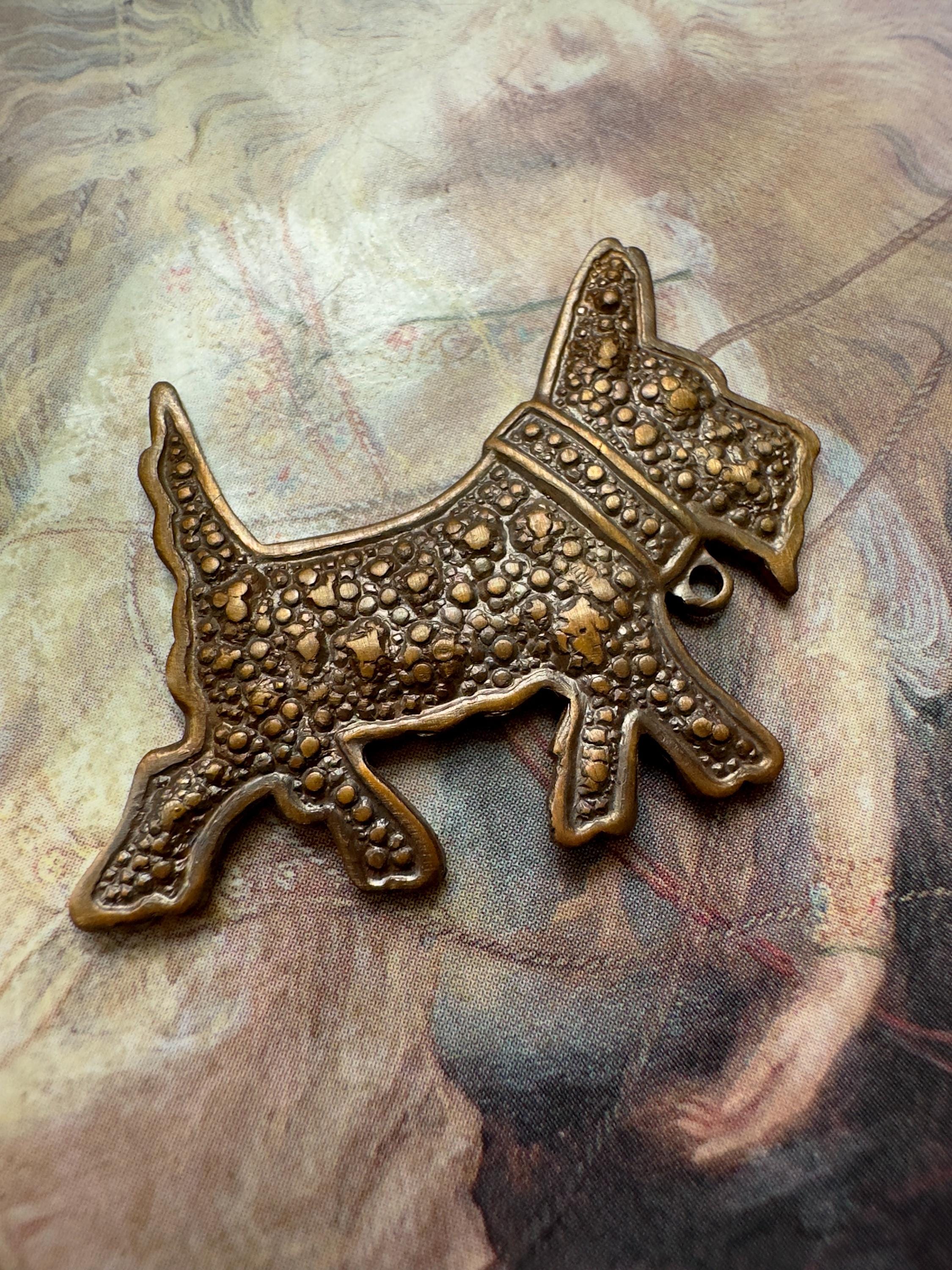 ヴィンテージ レア 非常に古い ソリッド ブラス スコッティ ドッグ