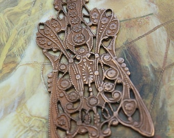 Vintage Superb RARE Art Deco Very Detailed Old Brass Filigree Pendant Piece Findings Stampings - REF 65