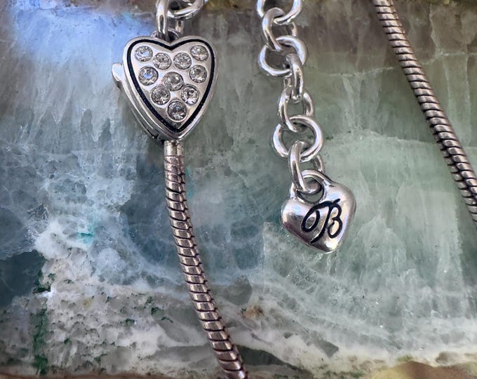 Brighton Stationary Rhinestone Heart Logo Necklace, Silver Tone Long ...