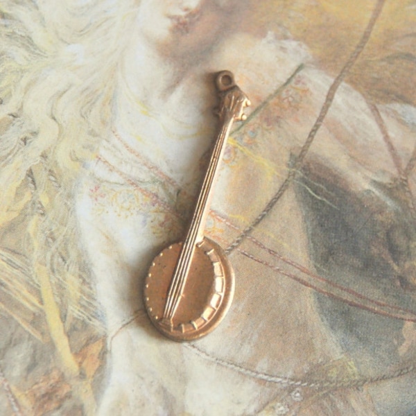 Vintage Old Brass Banjo Pendant REF 005