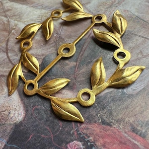 Vintage Gold Gilt Miriam Haskell Solid Brass Ornate Leafy Floral Openwork Repousse 1 7/8” Pendant Findings Stampings - REF 5142
