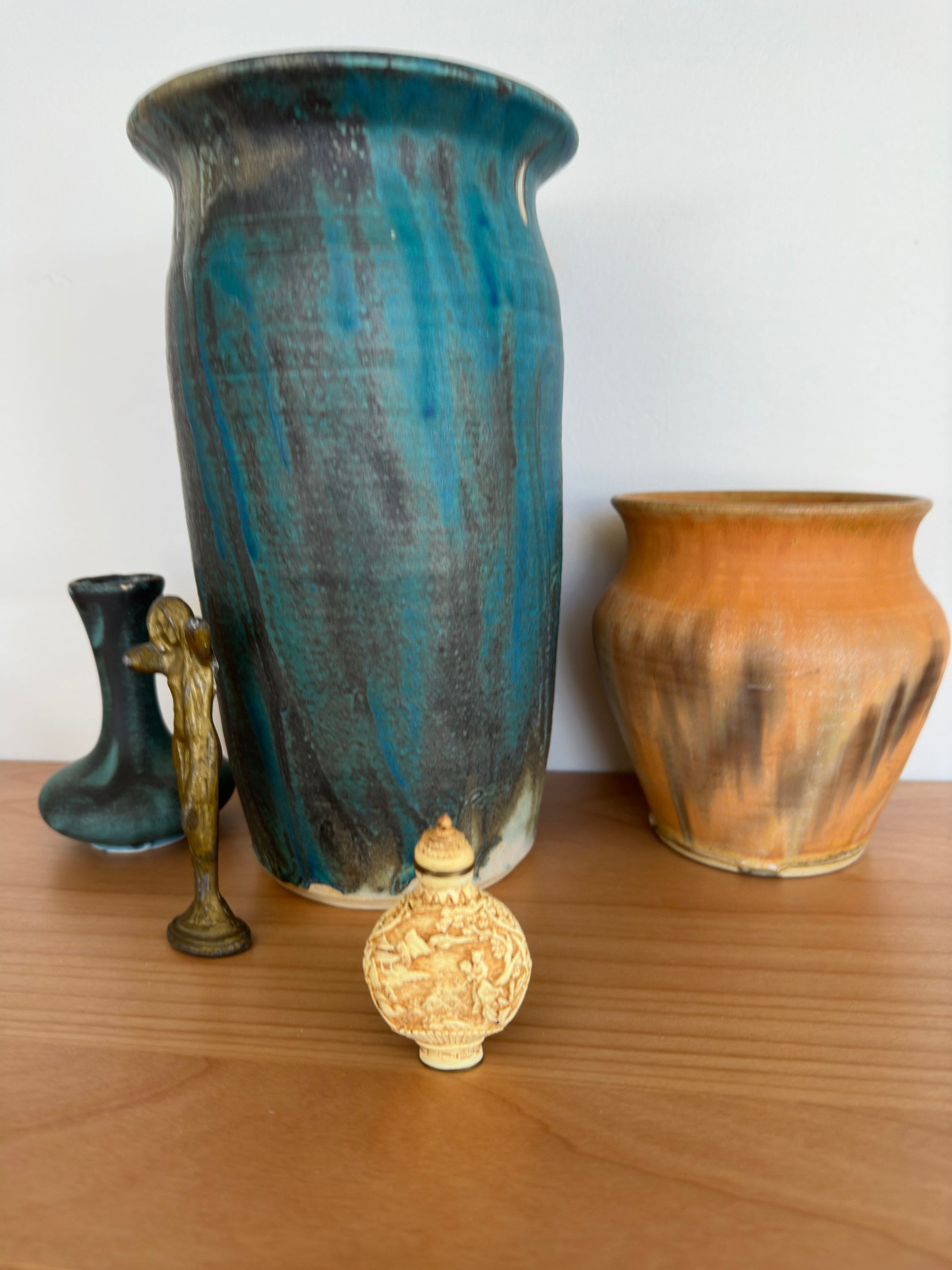 Vintage Snuff Bottle Lacquerware Ivory Resin Qianlong Mark