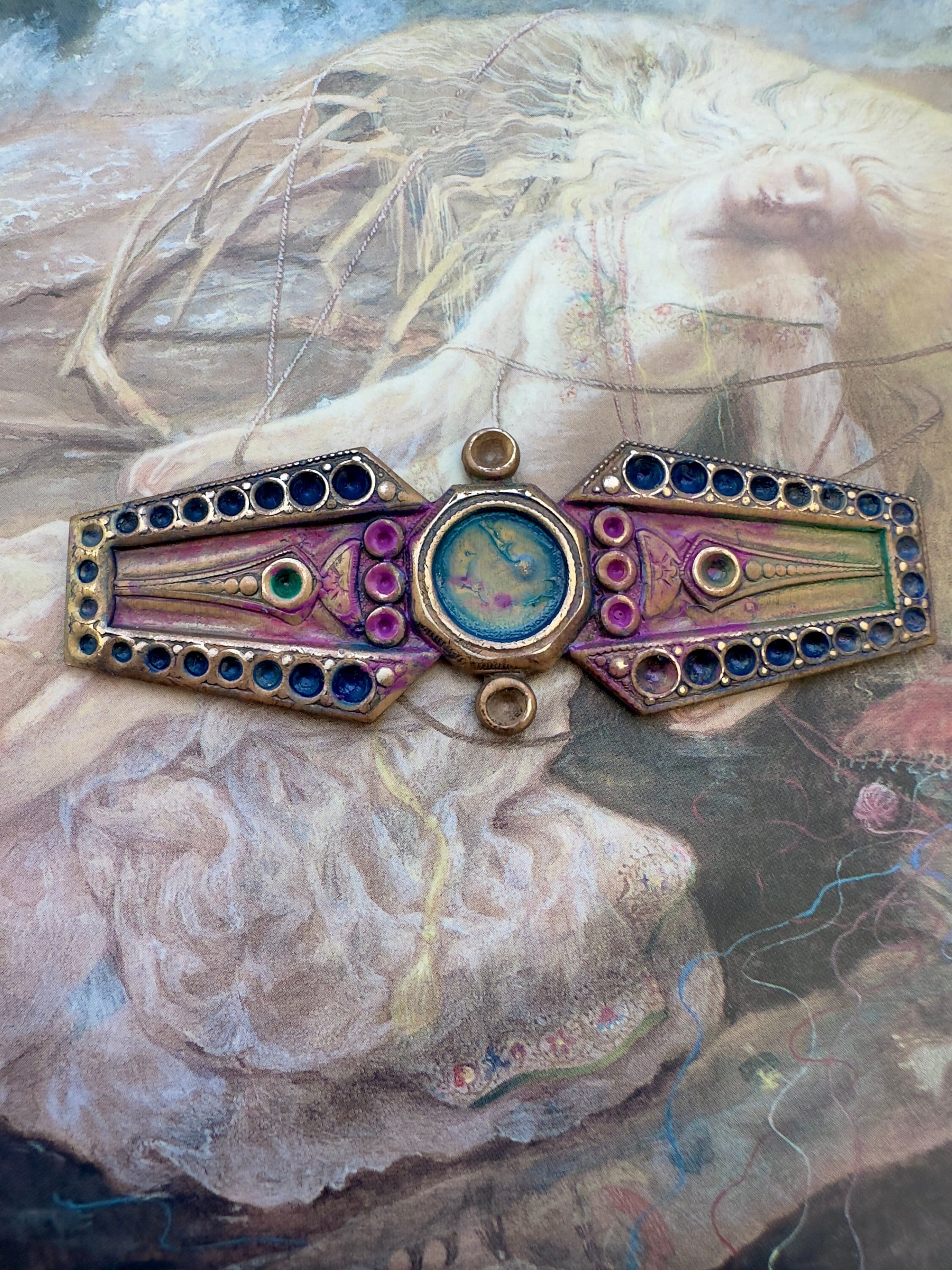 Broche Vintage Art Déco - Porte-Photo - Métal Doré - Bijou Ancien Femme