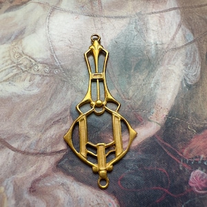 Vintage Gold Gilt Miriam Haskell Solid Brass Art Deco Filigree Drop Openwork 1 1/4” Pendant Charm Findings Stampings - REF 5037