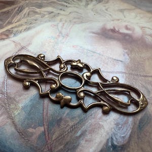 Vintage Solid Brass Connector Art Deco Ornate Drop Pendant Connector Etruscan Stamping 1 1/2”  - REF 5064
