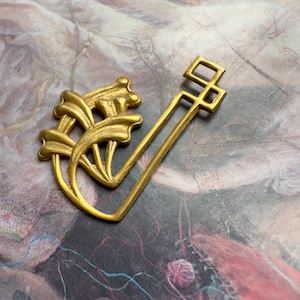 Vintage Gold Gilt Miriam Haskell Solid Brass Art Deco Filigree Drop Openwork 1 1/2” Pendant Charm Findings Stampings - REF 5389