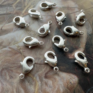 12 Vintage Silver Plated Solid Brass 12mm Lobster Clasp, Old Designer Stock Lobster Clasps - REF 3404
