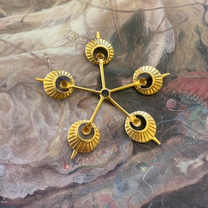 Vintage Gold Gilt Miriam Haskell Solid Brass Ornate Connector Bead Layering 1 3/4” Pendants Findings Stampings Decor - REF 4523