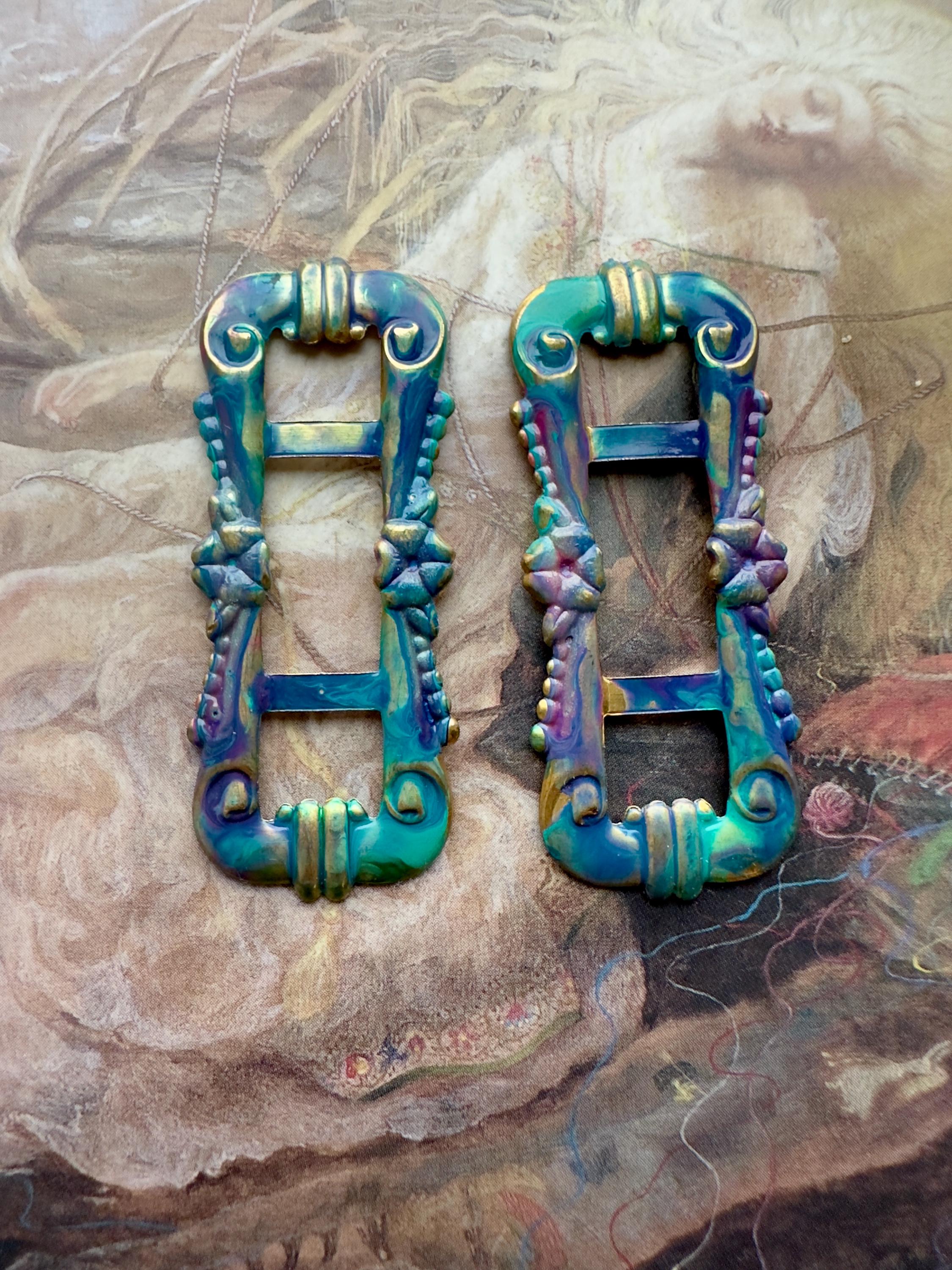 1930年代フランス製アールデコエナメルバックル 1930年代フランス製アールデコエナメルバックル｜ベルトバックル