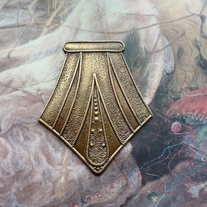 Vintage RARE Old Brass Art Deco Heavy Weight Pendant Finding Stamping 2” - REF 5296