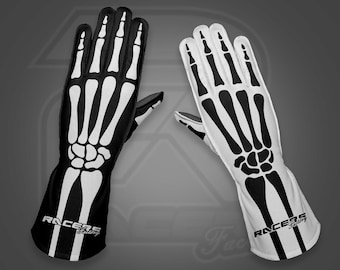 Skeleton Hand Racing Gloves: Racers Factory Motorsport Karting Gloves