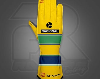 Ayrton Senna Tribute Racing Gloves: F1 Legend Replica