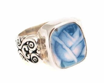 SZ 8 Royal Albert Moonlight Roses Sterling Silver Ring