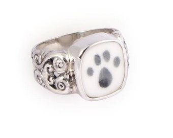 Size 7 Broken China Jewelry Kitty Cat Paw Sterling Ring