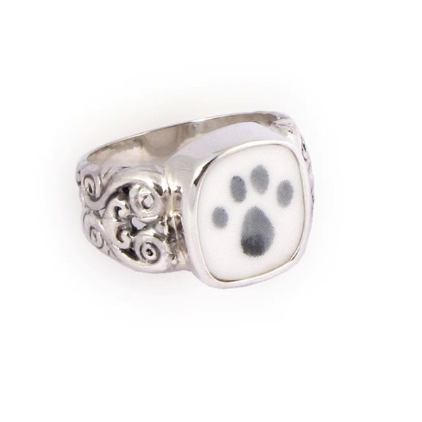 Size 7 Broken China Jewelry Kitty Cat Paw Sterling Ring