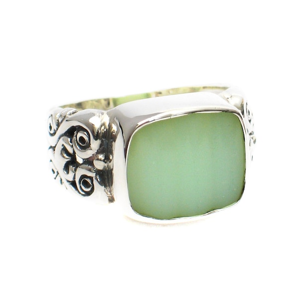 Size 7 Broken China Jewelry Fire King Jadeite Sterling Ring