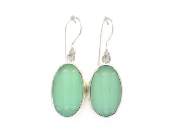 Broken China Jewelry  Fire King Jadeite Sterling Oval Earrings