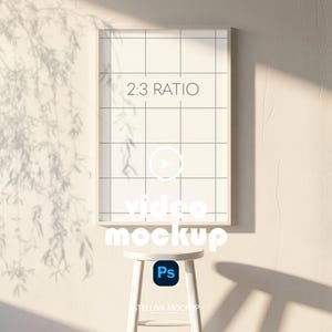 Animiertes Video-Frame-Mockup (2:3, PSD), Slideshow-Wandbild-Mockup, Looping-Schattenüberlagerung, Smart-Objekt-Poster-Display