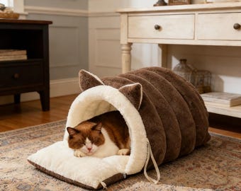 Cuccia per gatti, cuccia semichiusa per gatti, sacco a pelo per gattini e cuccioli, nido per dormire per gatti (taglia grande)
