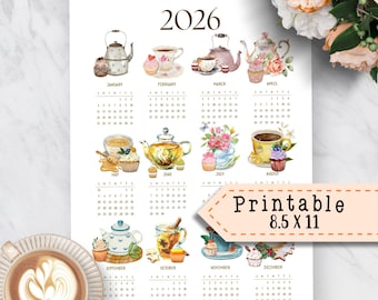 Year at a Glance Printable 2026, Year at A Glance 2026 Calendar, One ...