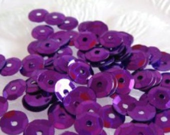 Violet Sequins 10g, 7mm Cup Sequins, Violet Spangles, Violet Paillettes, Round Sequins, Sparkling Sequins, Purple Sequins