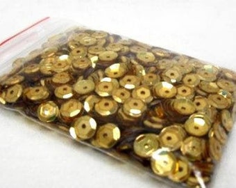 Golden 6mm Sequins 20g, Metallic Sequins, Golden Paillettes, Cup Sequins, Dress Sequins, Sewing Sequins, Round Sequins