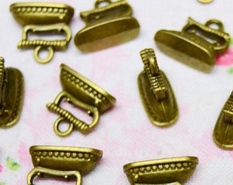 Iron Charms 8psc - Iron Pendants - Craft Charms - Flatiron Charms - Antique Bronze Charms - Bracelet Charms - Nickel Free