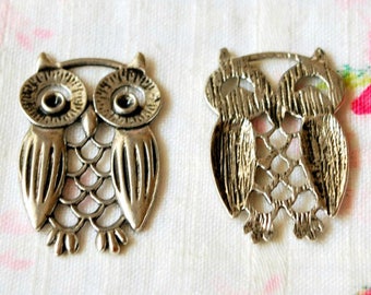 Owl Charms 10pcs - Owl Pendants - Bird Charms - Wisdom Charms - Animal Charms - Metal Charms - Antique Silver - Nickel Free Charm