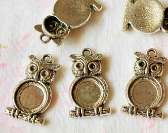 Owl Pendants 5 Pcs - Owl Charms - Antique Silver Charms - Bird Pendants - Metal Charms - Owl Supplies - Owl - Nickel Free