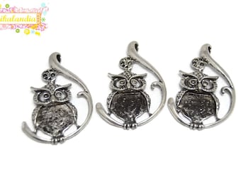 Owl Charms 5 Pcs - Owl Pendants - Antique Silver Charms - Metal Charms - Jewelry Charms - Owl - Nickel Free