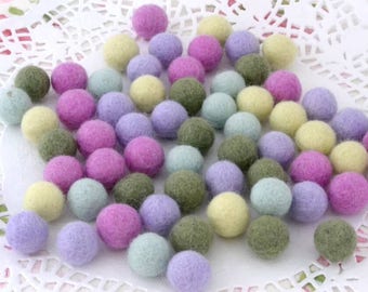 100% Felt Balls - 50 Wool Felt Balls - Felt Balls - 2 cm Felt Balls - 20mm Felt Balls - Wool Felt Balls - Pom Pom Balls - Pastel bundle