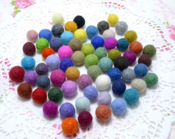 100% Felt Balls - 50 Wool Felt Balls - Felt Balls - 2 cm Felt Balls - 20mm Felt Balls - Wool Felt Balls - Pom Pom Balls - Mixed color set