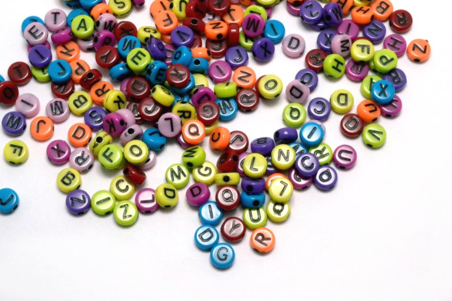 Letter Beads, Alphabet Beads, Colorful Letter Beads, Round Letter Beads