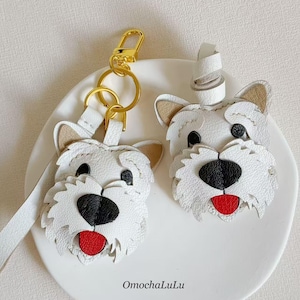 Westie Leather Bag Charm Handmade West Highland Terrier Keychain Dog Lover Gift Custom Pet Bag Accessory Cute Dog Purse Charm Gift for her