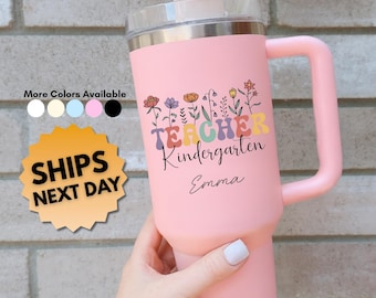 Kindergarten Teacher Tumbler, Floral Teacher Cup, Preschool Educator Gift, Appreciation Gift for Teachers, Personalized Teacher Present