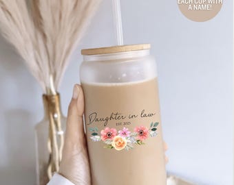 Personalized Daughter in Law Glass Cup - Daughter-in-Law Gift - Custom Name Mug - Welcome to the Family Cup - Custom Daughter-in-Law Cup