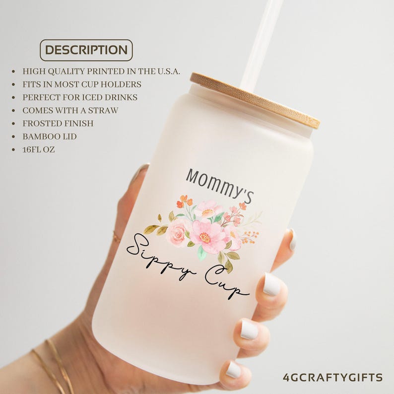 Mommy's Sippy Cup Glass Cup - Mommy's Sippy Cup - Cool Mama Cup - Funny Mom Cup - Mother's Day Cup - Funny Mama Gift - Mother's Day Gift image 3