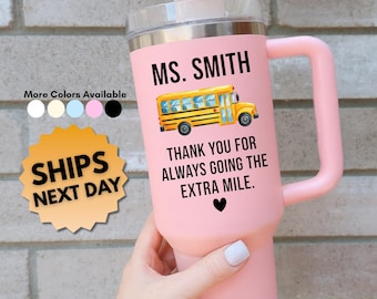 Teacher Appreciation Tumbler, School Bus Teacher Cup, Educator Thank You Gift, Personalized Teacher Present, Staff Recognition Day
