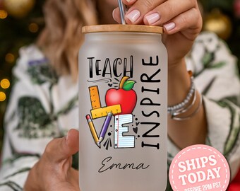 Teach Love Inspire Tumbler, Personalized Teacher Cup, School Staff Appreciation Gift, Educator Gift Idea, Back to School Tumbler