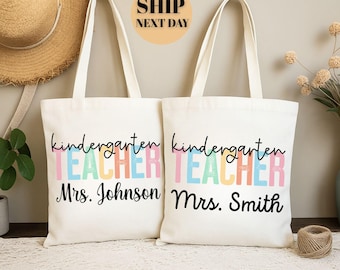 Personalized Teacher Tote Bag: Custom Name, End of Year Gift