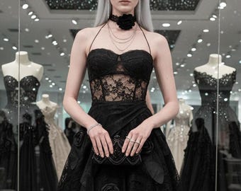 Asymmetrisches Lace Design Strapless Dress Set, eleganter langer Rock mit Spitzendetails, Perfekt für Party, Hochzeit oder formelle Veranstaltung