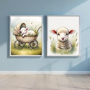 Neutral Lamb Nursery Prints: Rustic Sheep Wall Art (Digital Download
